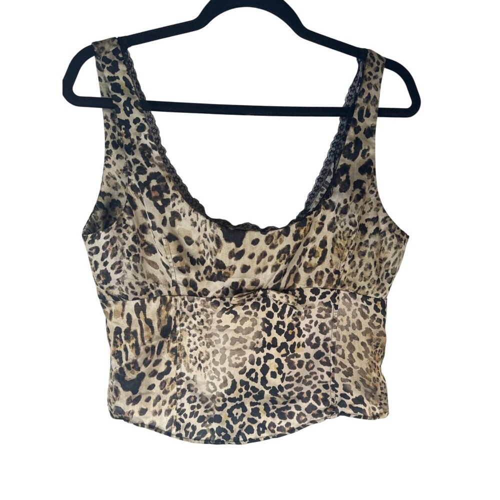 2/$30 ZARA Large Leopard Print Lace Trim Top
